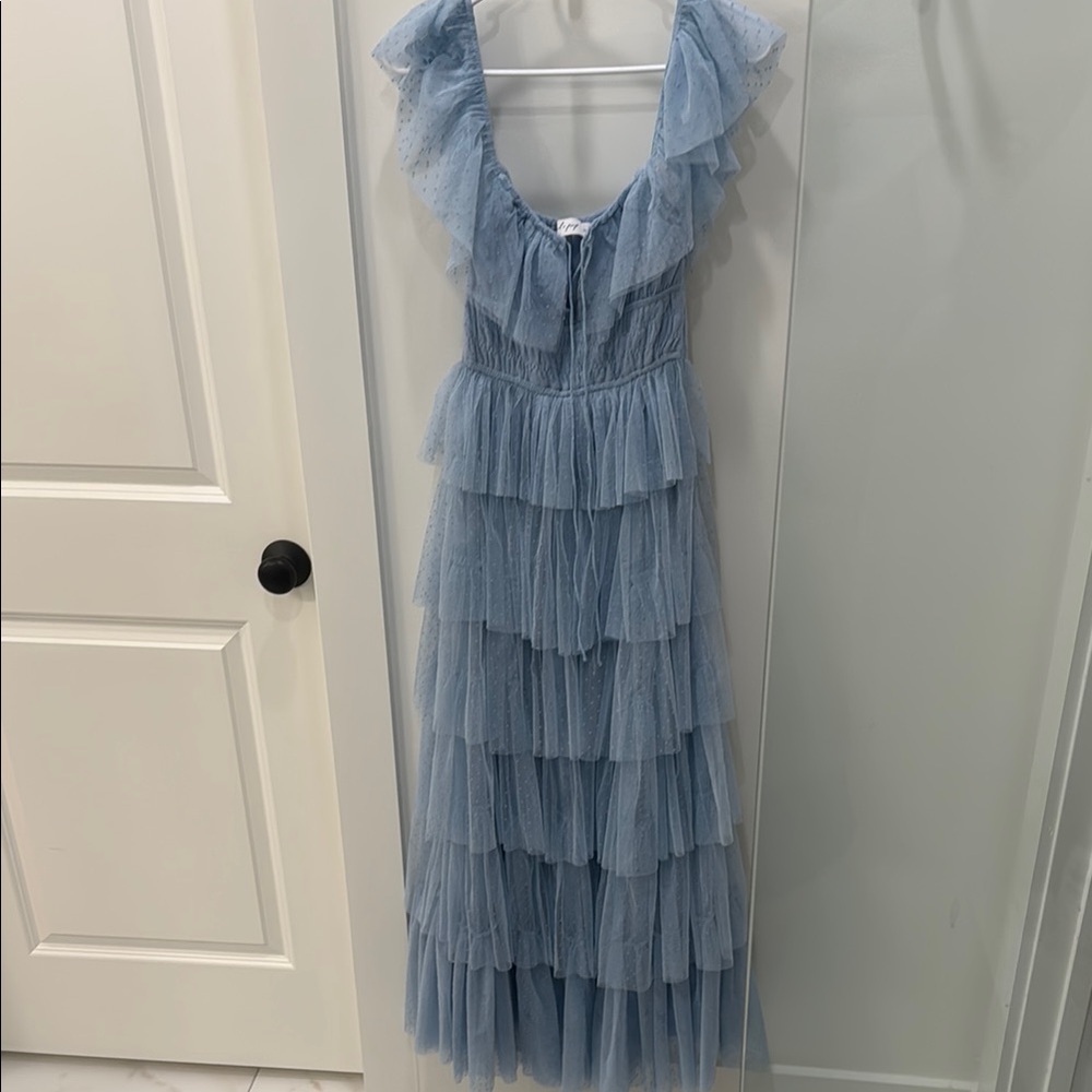 Petal & Pup Blue Ruffled Tiered Maxi Dress